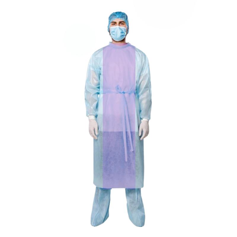 Халат медичний (захисний) комбінований на зав'язках, комір стійка (тип А),р.ХL(54-56), СМС+ламінований спанбонд 35+45 г/м2, стерильний, одн.вик. ,ТМ «АХІЛЛ»